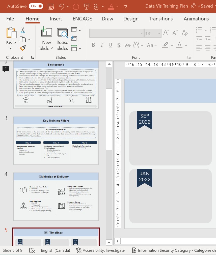 HeidiWWang's tweet photo. the data upskilling plan is slowly coming together. send me a DM if you work in #GCData and are interested in doing a living library style talk or worked on a cool data vis/data storytelling/UX project that you are open to talking best practice about to an audience at  PSPC :) https://t.co/tbVpuzGkqz