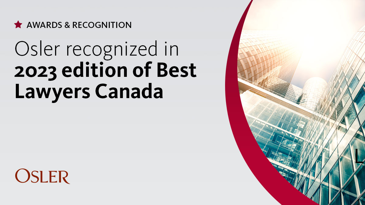 Osler_Law's tweet photo. Congratulations to 170 of our lawyers who have been ranked across multiple practice areas and 13 who earned recognition as “Lawyer of the Year”. https://t.co/zUd8gWl7Sy https://t.co/nP655KRWmf