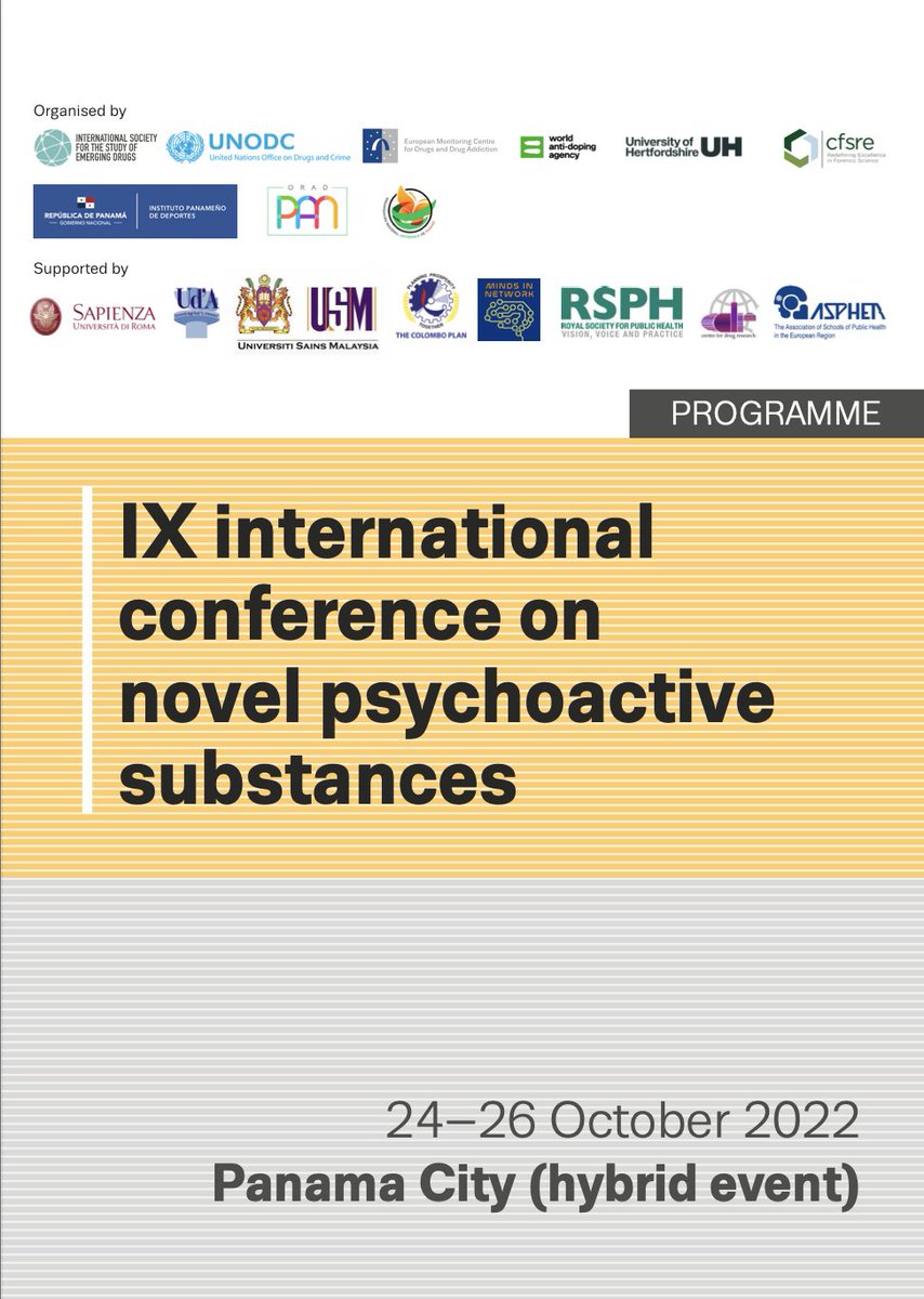 Just published! The packed programme of the IX international conference on novel psychoactive substances, taking place in Panama City (hybrid) from 24–26 October. You still have time to register for this hybrid event! Deadline: 19 October. 
novelpsychoactivesubstances.org/program/