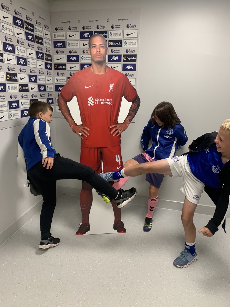 budgie1980efc's tweet photo. Todays trip with 50 kids was an anfield stadium tour 😢. 
I’m not even joking when I say this but the Everton tour was sold out so we got put on the lfc one 🥵.
A group of the kids done us proud wearing Everton kits and singing Everton songs everywhere they went. #UTFT #Everton https://t.co/jVaAX5OacB
