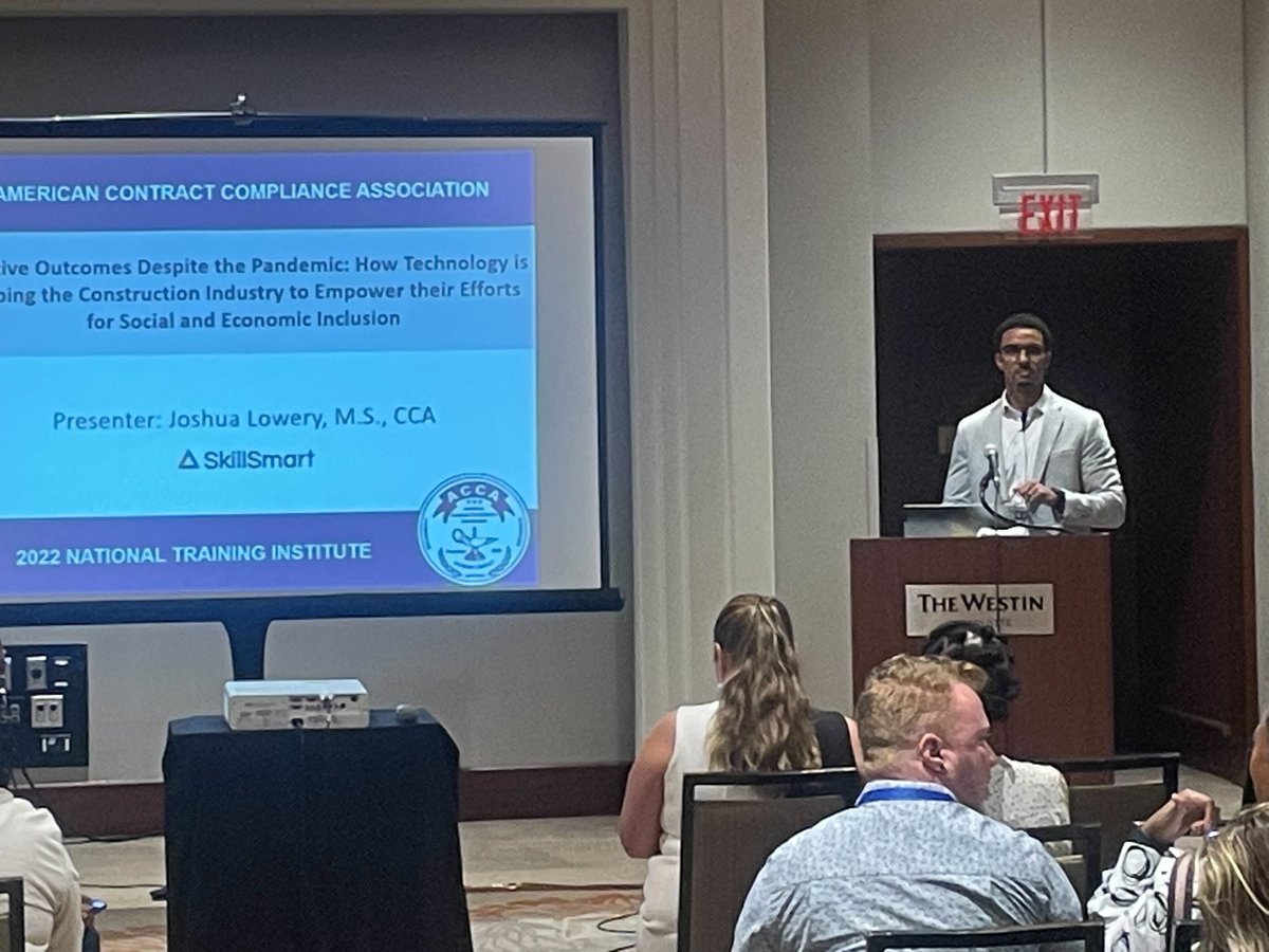 SkillSmartUS's tweet photo. SkillSmart's @Josh__Lowery presenting yesterday afternoon "Positive Outcomes Despite the Pandemic" at @acca298 #constructioncompliance #workforcedevelopment https://t.co/vkpv2iei7k