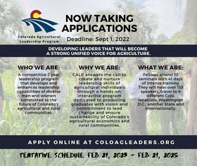ColoAgLeaders's tweet photo. Applications for Class 16 of the Colorado Agricultural Leadership Program are due next week! Apply now at https://t.co/E9bFzOI3Cv https://t.co/3ZguGS0KG9