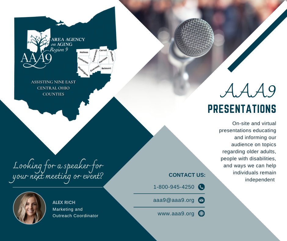 AAARegion9's tweet photo. Need a speaker for your next meeting, event, or want to educate your employees on what AAA9 has to offer to the community? Contact us for free presentations, both on-site and virtual options. https://t.co/SfU1K8FivT