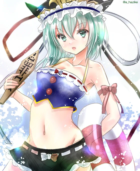#深夜の真剣お絵描き60分一本勝負 水着映姫さま描きました!!!(+28分) 映姫さまってかなづちっぽいイメージあるんですが… 