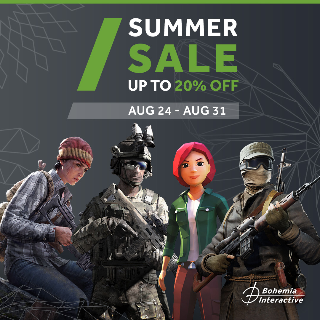 ArmaPlatform's tweet photo. Summer isn't over yet, why not use your free time to find some new merch? It’s time once again for a summer sale! ☀️

The sale runs from August 24 to August 31, with discounts of up to 20 % off.

Check out our complete list of discounts at: https://t.co/iV5sjUmphP https://t.co/ROoMW3aNFQ