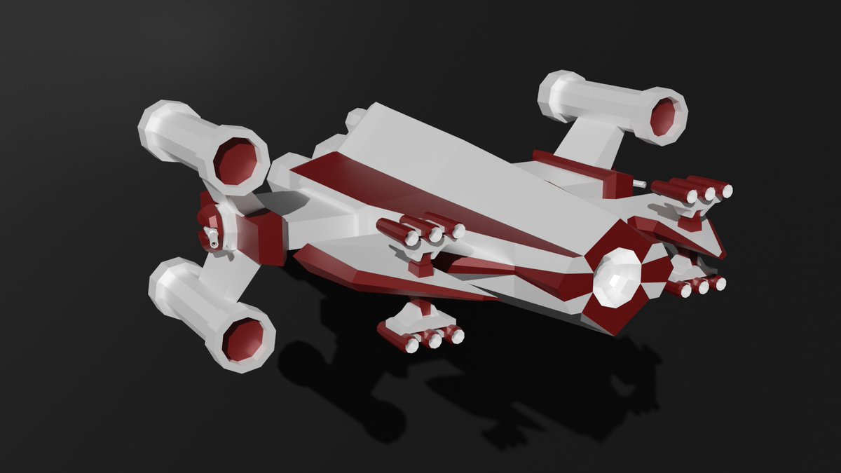 tantenablog's tweet photo. 宇宙戦闘機一応完成。

黄ばんだファミコンカラーが一番かっこいい。
#blender #b3d https://t.co/DYwvKcmIE6
