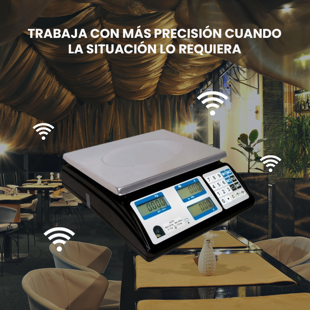 La báscula te permite trabajar con precisión, cuando la ocasión lo requiere.
.
✅ Doble display LCD (vendedor y cliente)
✅ Tamaño de dígitos; 14,5 mm - RS-232
✅ Autocero y seguimiento de cero