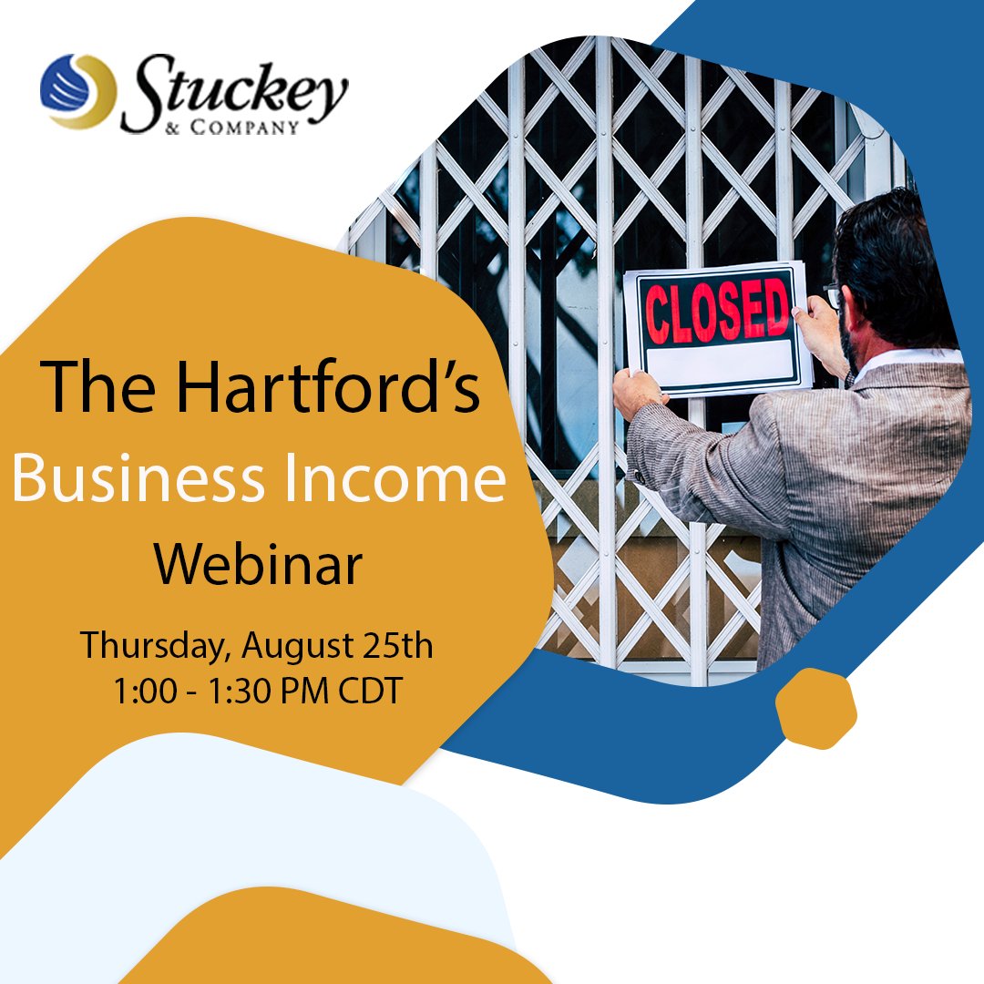 stuckeyco's tweet photo. Often businesses who experience a serious loss never reopen! Learn how we can help your customers stay in business. We will cover what Business Income is, its importance and how we can help.

Join us on Thursday August 25th 2022 at 1pm CST.

Register Now: https://t.co/HbTTt5n7d8 https://t.co/oOD5XhOi4q