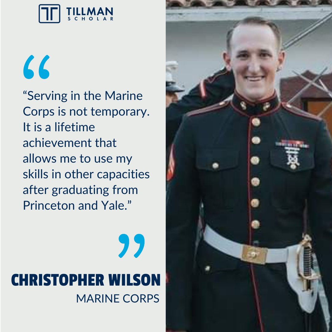 pattillmanfnd's tweet photo. “Serving in the Marine Corps is not temporary. It is a lifetime achievement that allows me to use my skills in other capacities after graduating from Princeton and Yale.”
Meet 2022 Tillman Scholar Christopher Wilson & the 2022 class: https://t.co/wIFjdPq0KR
#60DaysofScholars https://t.co/cL7DT2f8fR