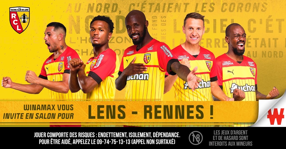 WinamaxSport's tweet image. ⚽️ 2 x 2 places en salon Winamax sont à gagner pour @RCLens - Rennes, samedi 27/08 à 21h00 !

🎁 Pour participer : retweetez ce tweet, suivez @WinamaxSport et répondez avec votre pseudo Winamax.

👉 Tirage au sort demain à 10h !

📄 Règlement &amp;gt; bit.ly/ConcoursWina22