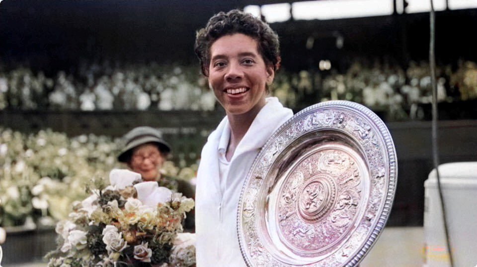 blackownedsc's tweet photo. Althea Gibson was the first African American to win Wimbledon. She was born on this day, August 25, 1927 in the town of Silver, South Carolina, in Clarendon County, to sharecropper parents who worked on a cotton farm https://t.co/sLQOFBjuH6