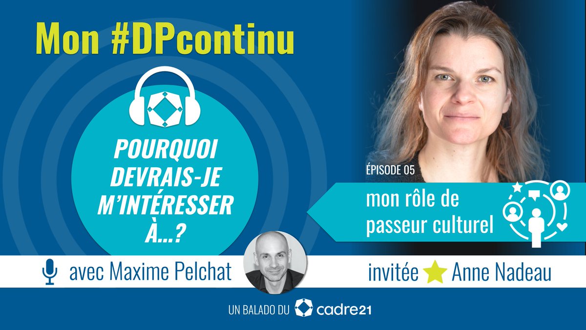 LeCADRE21's tweet photo. Un nouvel épisode du balado Mon #DPcontinu est en ligne ! 🥳
@mxpelchat discute du rôle de passeur culturel des actrices et acteurs de l’éducation avec Anne Nadeau, professeure à l’Université du Québec à Montréal.
Bonne écoute !
#devprof
https://t.co/f0F3Tj3zOO https://t.co/L38KkTHLmO