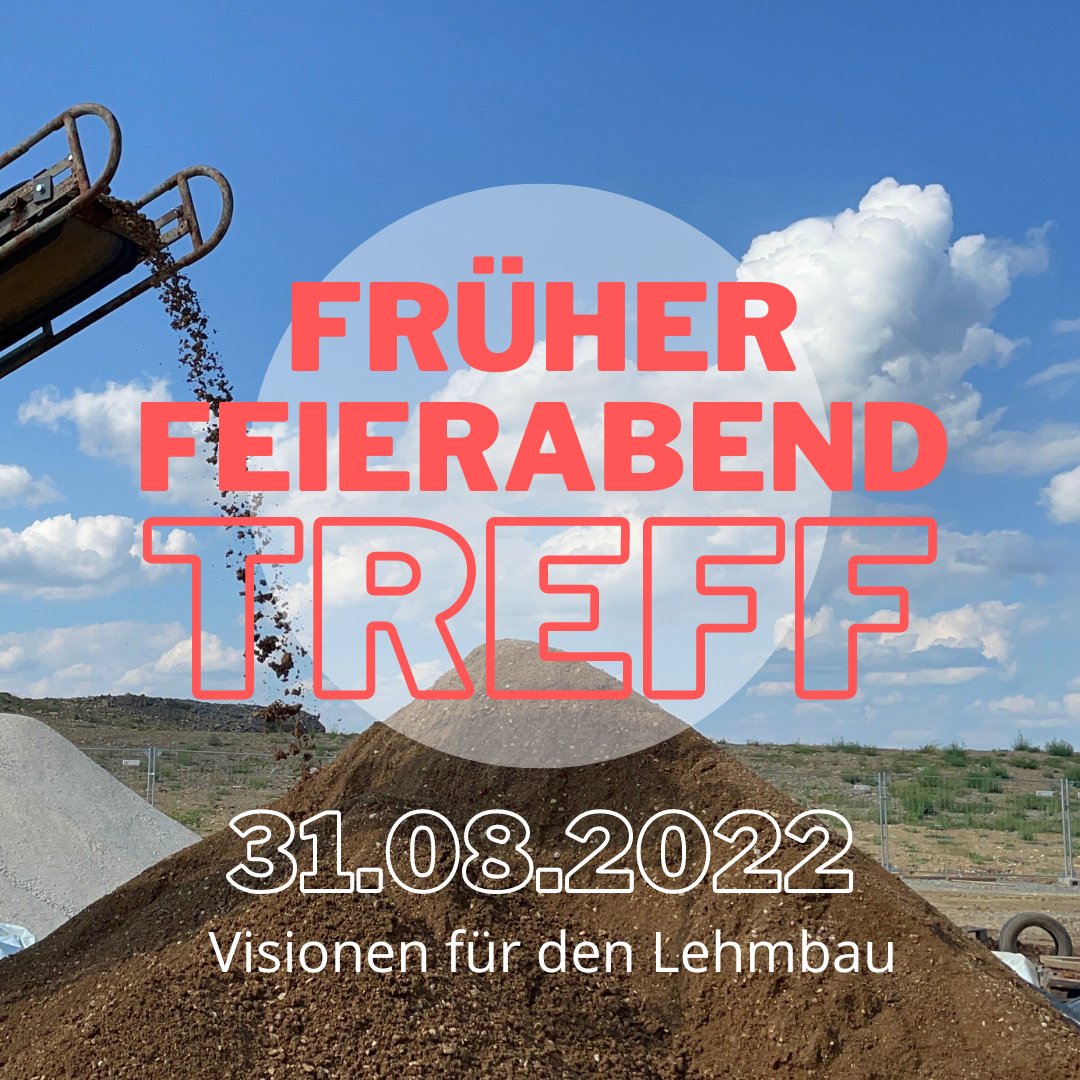 lehmbaublog's tweet photo. Wir laden wieder ein zu unserem Frühen Feierabend Treff! Sprechen möchten wir mit euch über die "Visionen für den Lehmbau"

Gast: Constanze Küsel (HWK Koblenz und Vorstand Dachverband Lehm) 

Anmeldung: https://t.co/LBVBoKE8vz

#teamlehm #bautkeinenscheiss #bauwende #lehmbau https://t.co/9MgeMm29qt