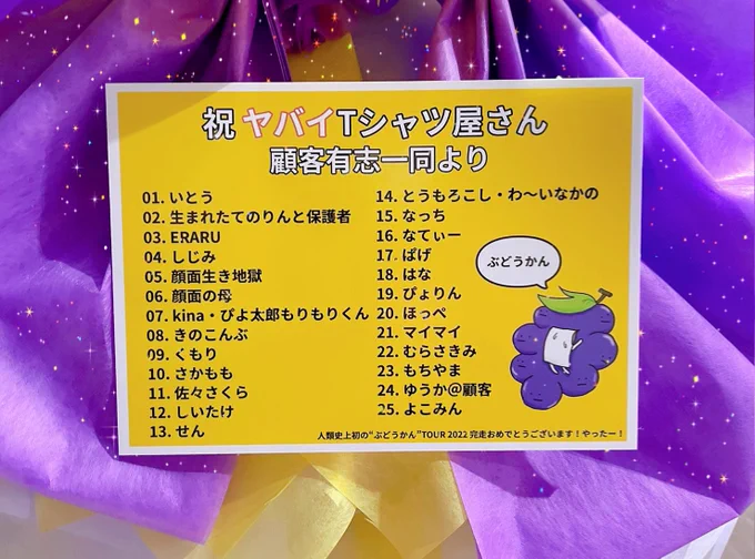 ヤバイTシャツ屋さん、武道館公演おめでとう&お疲れ様でした顧客有志による最高のフラスタこやまさんのパネルイラストを担当しました〜現地は行けなかったけれど、愛は届いている…はず!大好きです!kiss me the ヤバTくん#ヤバT武道館 