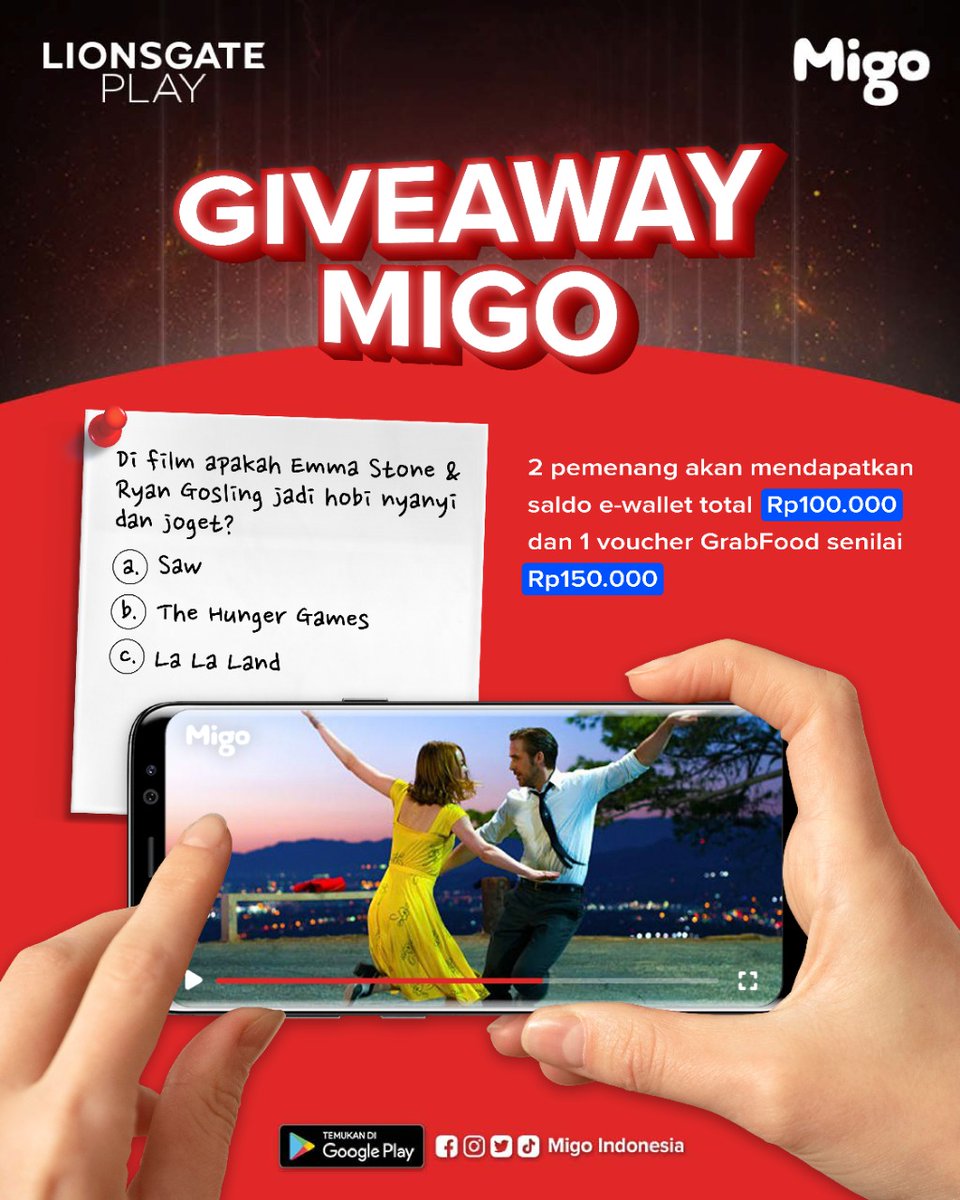 GilaFilmID's tweet photo. Giveaway timeeeee. Jawab pertanyaan di poster dgn reply dgn ss bukti udah donlot app MiGo (link unduh app https://t.co/6libjs35AC ) 

Jgn lupa retweet tweet ini &amp; follow @migoindonesia &amp; @lionsgateplayid , MinGil buka kuisnya sampai 31 Agustus

#LionsgatePlaydiMigo https://t.co/Cn9ZptwM8e