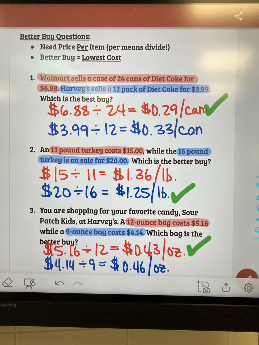 blakenesmith's tweet photo. Day #18 - Kicking off our dimensional analysis lesson determining which products are a better buy! 💵 💵 @BryanCountyMHS @Coach_Ledbetter https://t.co/LcJ4iW01F7