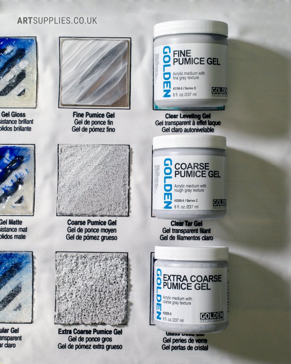 BromleysArt's tweet photo. Gel Mediums with Aggregrates from @GoldenAcrylics are the perfect medium for creating texture in acrylic paintings. Pumice Gels in particular are also great to use as a ground for pastel & charcoal.
► https://t.co/rKHCHWXDyG
#gelmedium #acrylicmediums #paintingground https://t.co/xm6Gb1gzQ3