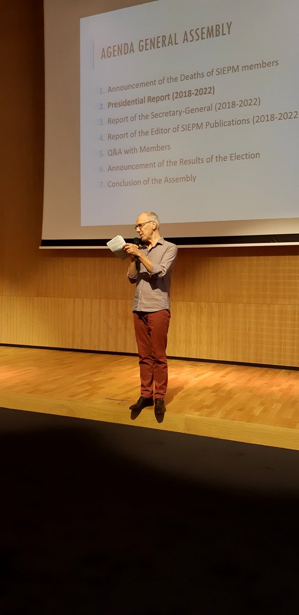 SIEPM2022's tweet photo. Right now, at the General Assembly, we share the reports of #SIEPM's President, Secretary-General and Editor of SIEPM Publications. Stay tuned for the results of #SIEPM2022's voting! Soon to be announced ✨ https://t.co/MawK5j2Hn4