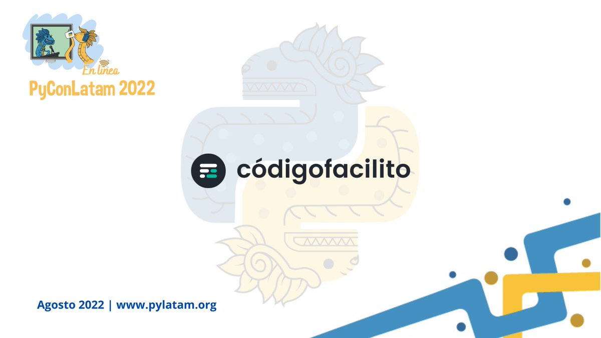 PyLatam's tweet image. Queremos presentar a @codigofacilito, quien es uno de nuestros patrocinadores de  #PyConLatam22 !! 🎉🥳🐊🐊

¡Muchas gracias por su apoyo y por confiar en este gran evento! 🙌🐍✨

#PyConLatam
#Python 🐍
#PyCon  
#Latam