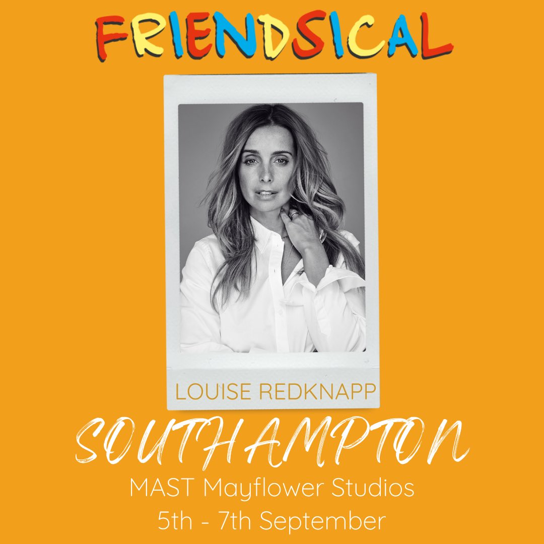 FriendsicalLive's tweet photo. OH. MY. GOD!! @LouiseRedknapp will be guest starring in Friendsical at the @MASTStudios in Southampton from the 5-7th of September!
But who will she be playing?… Reply with guesses below 👀🤷🏻‍♀️ https://t.co/w1DdIYVYWW
