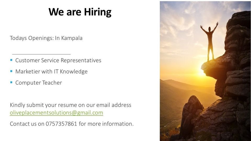 PlacementOlive's tweet photo. Our clients seek to recruit the following candidates. Do u have Customer Care Skills, Are u good at Teaching computer and Are u good in Marketing with IT knowledge. kindly apply by sending your resume to oliveplacementsolutions@gmail.com. 
Deadline is 27th-Aug 2022 9am. https://t.co/mFAarKEshZ