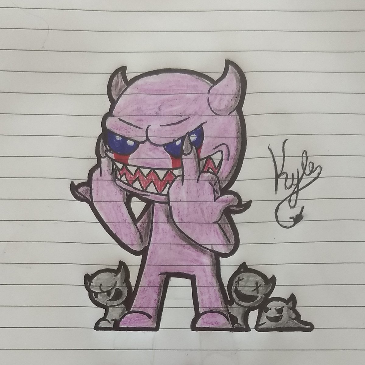Kyleth3Designer's tweet photo. So, Fiend Folio had a New update right? 😈
#ArtistOnTwitter #traditionalart #cartoon #fanart #thebindingofisaac #tboifanart #fiendfolio #fiendfoliomod #fiendfoliofanart #demon #purpleskin #fiend #taintedfiend #thebindingofisaacrepentance https://t.co/9dp9qtOFkR