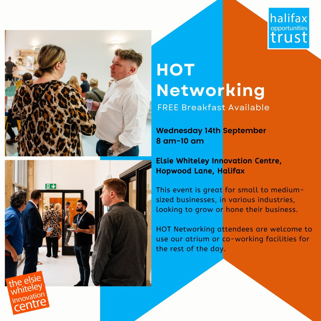 ElsieWhiteley's tweet photo. FREE HOT Networking is back! 📣
We'll be joined by @InspiredYks from @CalderdaleFound for #Calderdale who will give advice on Creating a Dynamic Business Strategy. For more info & to register:https://t.co/igrlJiX2dp
#calderdalenetworkingevent #halifaxnetworking #halifaxbusiness https://t.co/K9mSnUiKS2