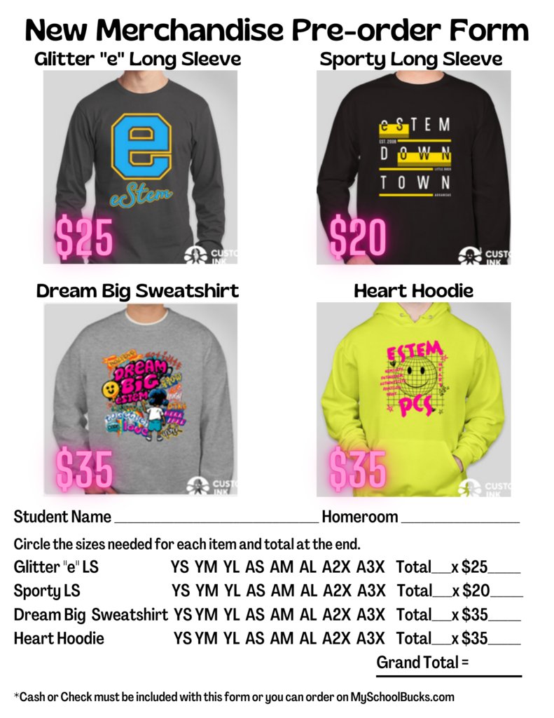 eStemPCS's tweet photo. Downtown 5th/6th grade parents - purchase dance tickets today while they are $5!  They go up to $7 on Friday.  All parents, T-shirt/Hoodie and yearbook order forms are coming to you this week!  Be on the lookout! https://t.co/SO9e9GyFfp