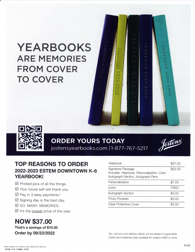 Downtown 5th/6th grade parents - purchase dance tickets today while they are $5!  They go up to $7 on Friday.  All parents, T-shirt/Hoodie and yearbook order forms are coming to you this week!  Be on the lookout!