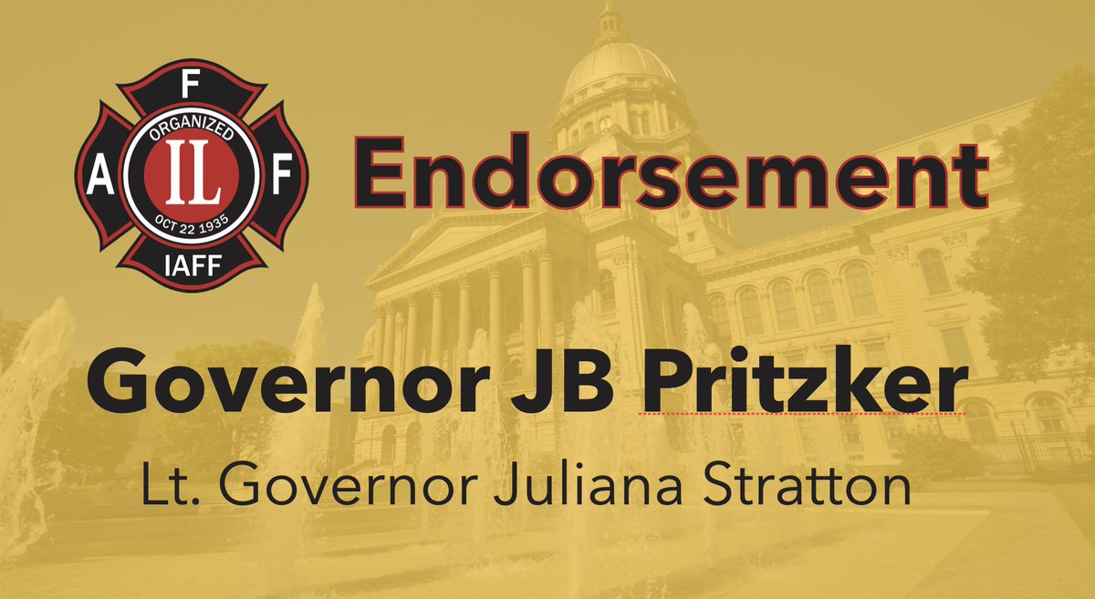 AFFI1935's tweet image. Today, President Chuck Sullivan and members of the AFFI proudly announced our endorsement of Governor @JBPritzker and Lt. Governor @JulianaforLG for a second term! 
Governor Pritzker has been a voice for working class families, union members, and first responders.
