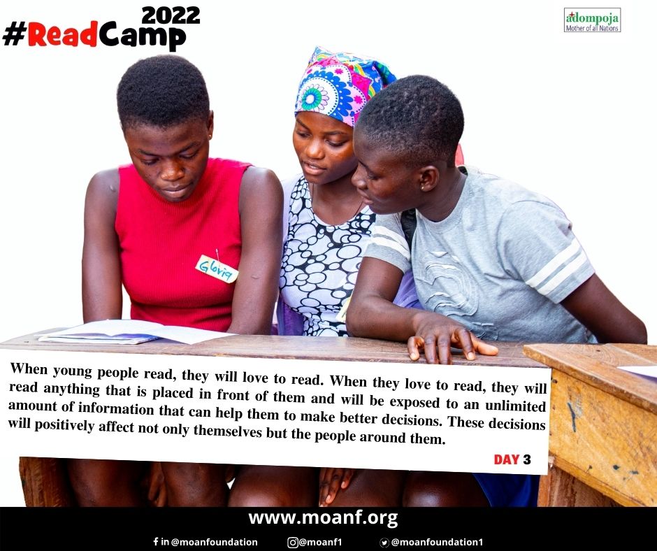 read_camp's tweet photo. When young people read, they will love to read. When they love to read, they will read anything that is placed in front of them and will be exposed to an unlimited amount of information that can help them to make better decisions. #ReadCamp #sdg4 #ReadCamp22 #readfestival https://t.co/VZL1IR7Poz