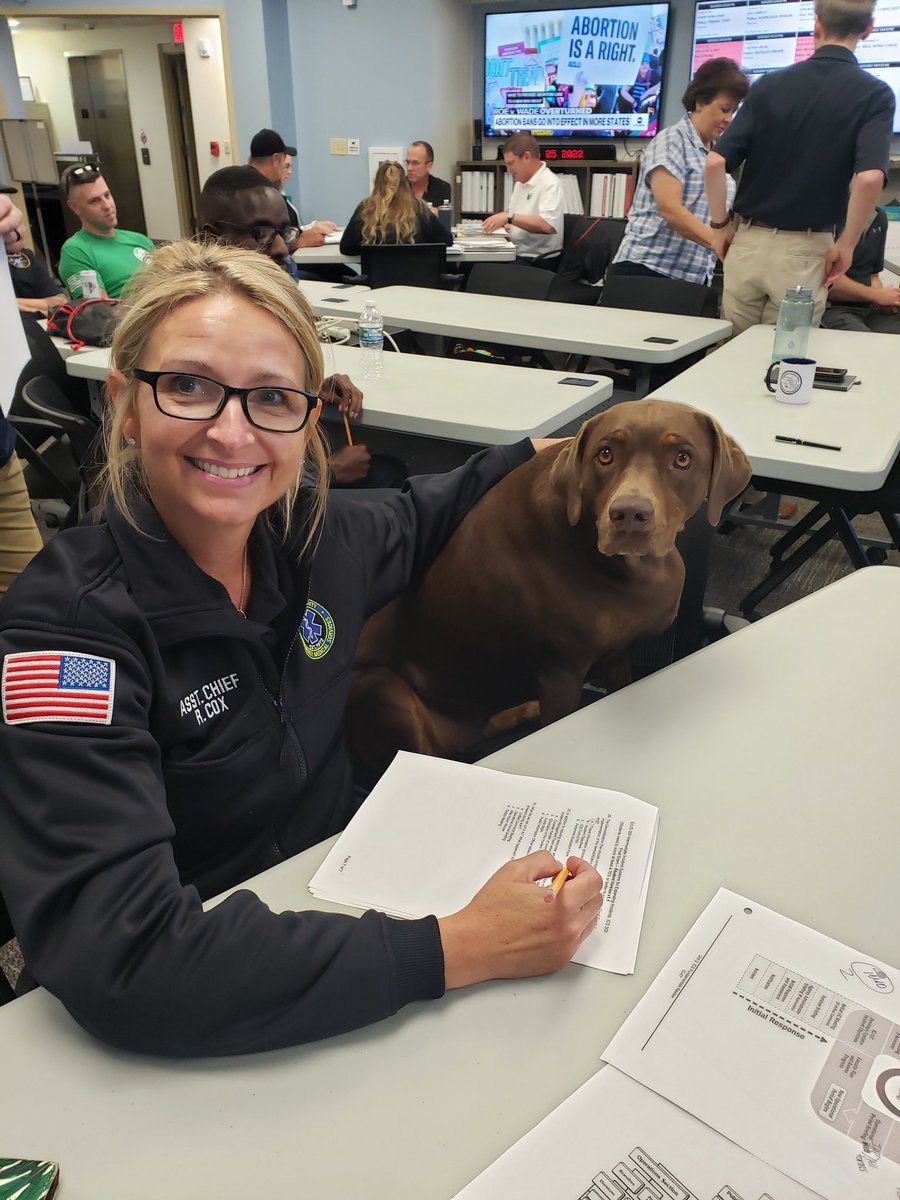 When you finish, and pass,your FEMA ICS-300 class and <a href="/DelCoOH911/">Delaware County 911</a> brings in <a href="/DelCoco911/">DelCoco911</a>, the emotional support dog, to give out kisses.<a href="/DelCoEMA/">Delaware Co. Emergency Management</a>