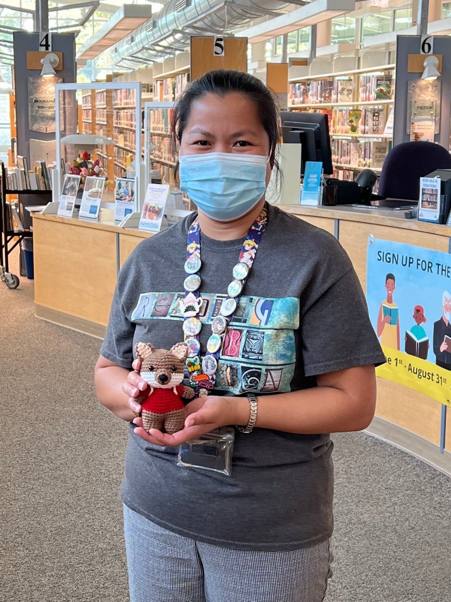 SDPublicLibrary's tweet photo. Meet #OdiTheCoyote, amigurumi style! 🥰 The talented Bunmuy from #CarmelMountainRanchLibrary whipped up this cutie a couple days ago. #WheresOdi? Take a look! 🔎 https://t.co/NxzSVRPVpp