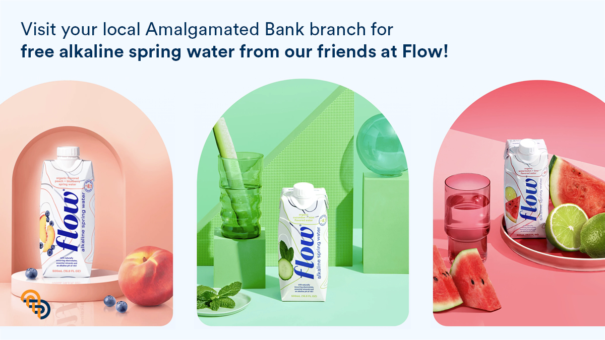 AmalgamatedBank's tweet image. 💦 Grab some 𝙁𝙍𝙀𝙀 @FlowHydration  alkaline spring water at your local Amalgamated branch!

To celebrate World Water Week, we're supporting a company dedicated to helping water insecurity and preservation.

While supplies last!

#bcorporation #bankyourvalues