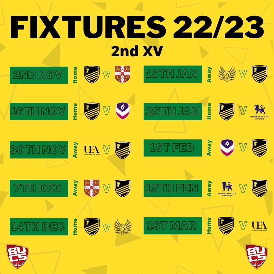 BUCS fixtures 22/23

We are very excited to get back on the pitch. Anyone interested in joining us please message us with any questions. 

Bring on the new season💪🏻