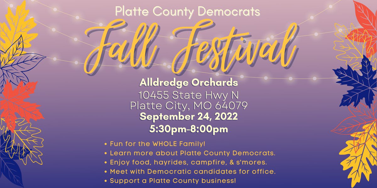PlatteCoDems's tweet photo. Join us for the Platte County Democrats Fall Festival RSVP https://t.co/19Bo7HcTig https://t.co/Z3w1dz7O12