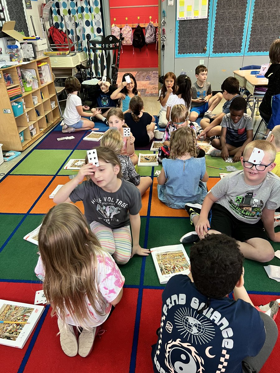 PrincipalRAdams's tweet photo. How do you practice your math facts? With a friend and playing heads up, of course! 2nd graders know what’s up! #OurEaglesAreOutOfThisWorld #FluencyFun #D34IsGoingPlaces #SoarWithD34 https://t.co/5aTgT0a2Fo