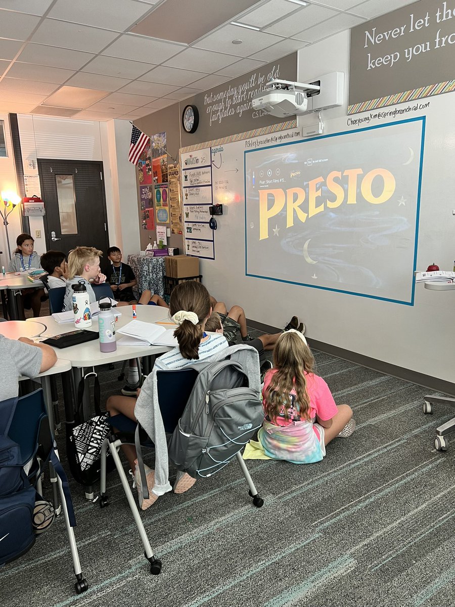 Libbyislearning's tweet photo. Ms.Braselton sure knows how to make kids smile!!! 6th graders got to watch Pixar short “Presto” to practice their summarizing Fiction skills today! @CSASBISD https://t.co/FHtgeNWuQK