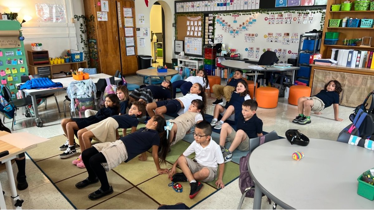 After learning how to show our work on paper while taking online DOLs for the first time in second grade…some very needed yoga time! #plbuzz @PLSamHouston