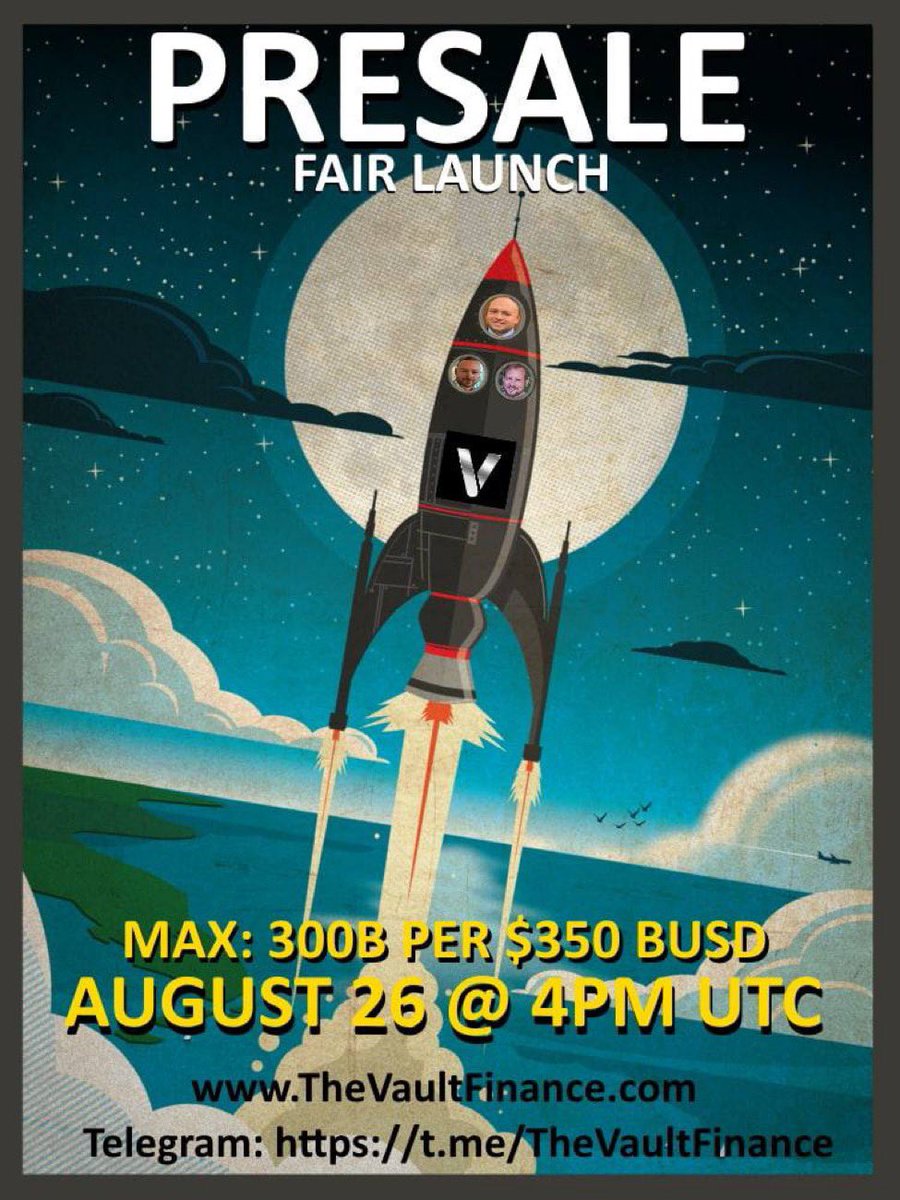 VFX_Worldwide's tweet photo. Tomorrow we invite you all to our fair launch presale… instructions for this event will be provided only in our Telegram and Discord channels… 👇🏽

https://t.co/Djs5GBnMyR

https://t.co/vwLhhOtp7d

#VaultFinance 

#1000xGem #BSC #BSCGems #Crypto #CryptoNews #CryptoCurrency #DeFi https://t.co/Gc3mpMHmuO