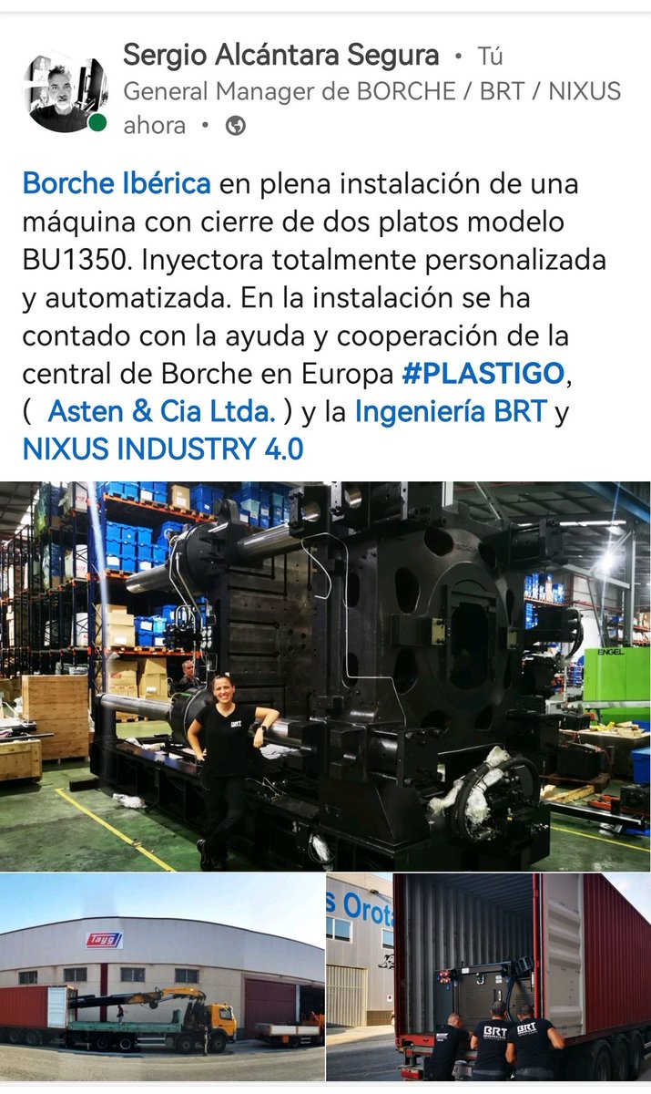 brtinfo's tweet photo. @brtinfo Instalando una inyectora #Borche de 1350t de la serie BU. Máquina con cierre patentado de dos platos. Más información en sa@brt.es https://t.co/NPsi3PC0e3