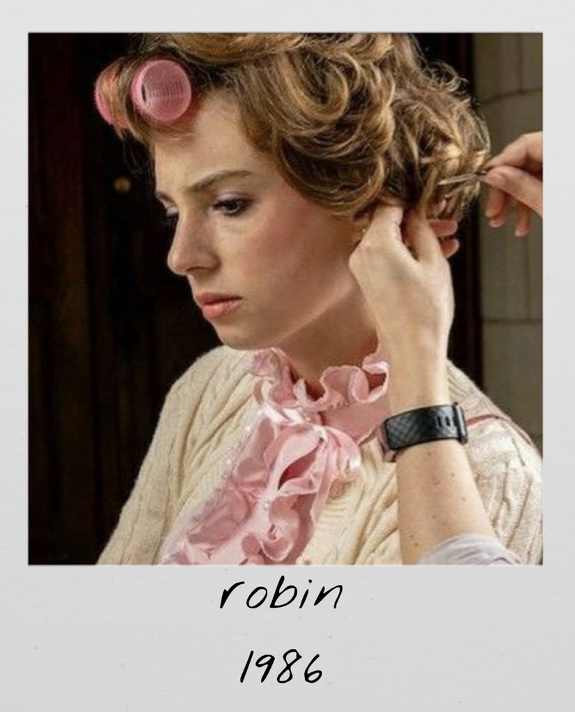 strngerpolaroid's tweet image. a polaroid of nancy doing robin’s hair 
spring 1986