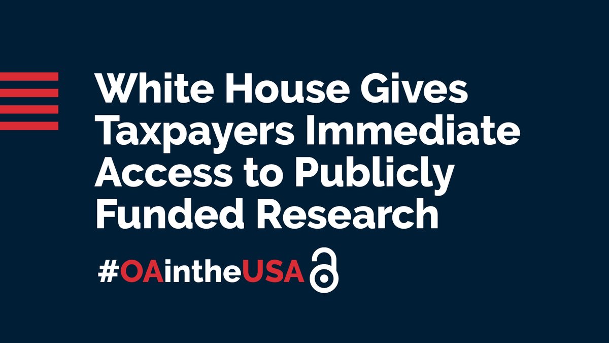 SPARC_NA's tweet photo. Details on today’s policy guidance from @WHOSTP that will set the default to #OpenAccess for taxpayer funded research are available on the SPARC website #OAintheUSA https://t.co/UuKZOIOS0r https://t.co/0wye756tU4