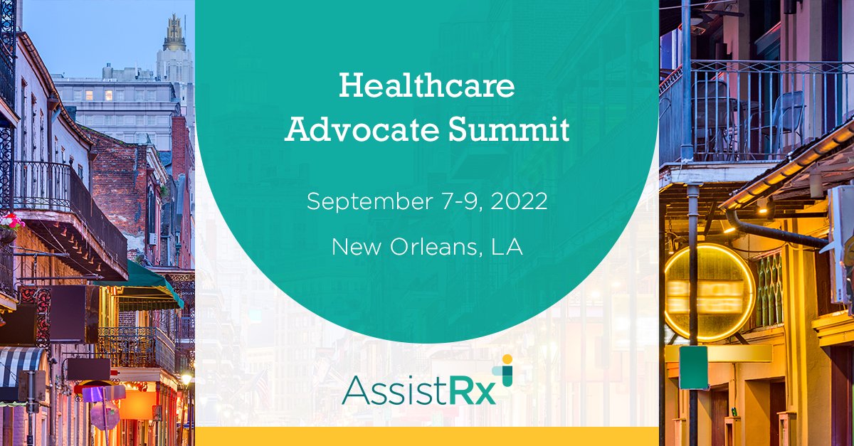 AssistRx's tweet photo. AssistRx will be in New Orleans Sept. 7-9 for @AdvocateSummit! Our specialty therapy initiation platform, iAssist, simplifies a complex system to help advocates transform lives for their patients. Find us at booth 413 to learn more! #InformedAccess #ImprovedOutcomes #HAS22 https://t.co/Eb7cW75ZN1