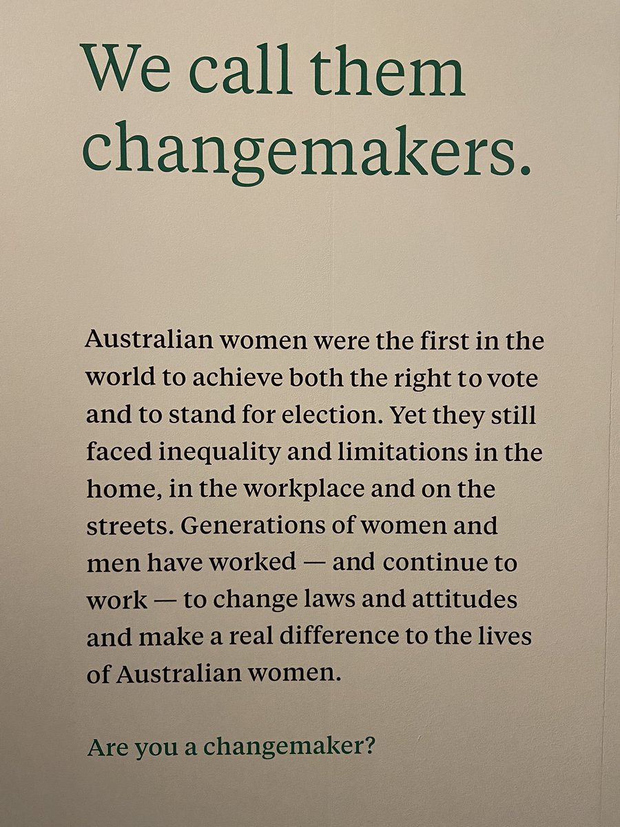 WomensLibraryAu's tweet photo. Library visit to @MoAD_Canberra to the Changemakers exhibition, and do the Pins, Pearls + Portfolios tour. 🙏to women like Edith Cowan, Susan Ryan, Joan Childs, Jessie Street, and other 🚺, who stuck their foot in the door to keep it open for other 🚺🚺🚺. #auspol #WomensRights https://t.co/dEmvBJbdID