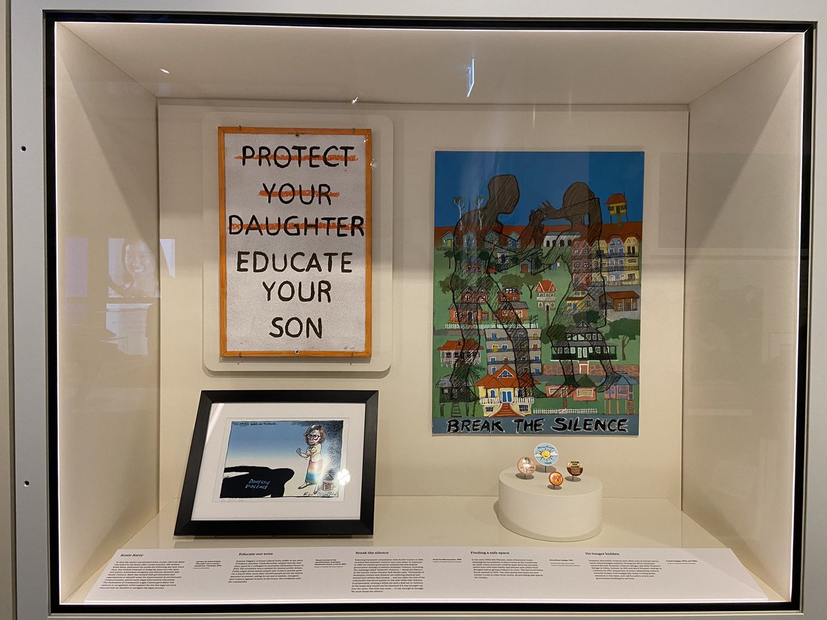 WomensLibraryAu's tweet photo. Library visit to @MoAD_Canberra to the Changemakers exhibition, and do the Pins, Pearls + Portfolios tour. 🙏to women like Edith Cowan, Susan Ryan, Joan Childs, Jessie Street, and other 🚺, who stuck their foot in the door to keep it open for other 🚺🚺🚺. #auspol #WomensRights https://t.co/dEmvBJbdID