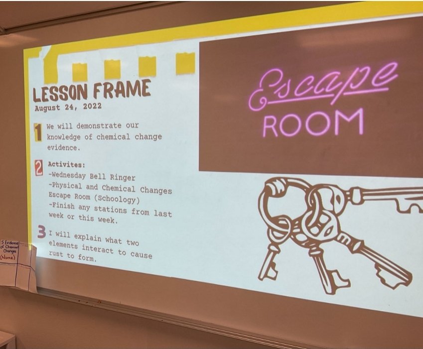 Escape room to review chemical changes @Hernando_MS. @epalomares_HMS @jpeter_HMS #sciencethings