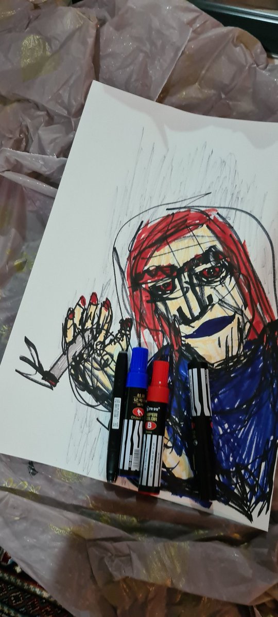 Alieghartdump's tweet photo. Working on something i like "candy maybe candyyyy "(˘ᵕ˘)
#art #selfie #portrait #deeam #colour #red #nft #tezos #marker #naiveartist #love? #hahahahahah #CleanNFT #drawing https://t.co/RivMeYgxcg
