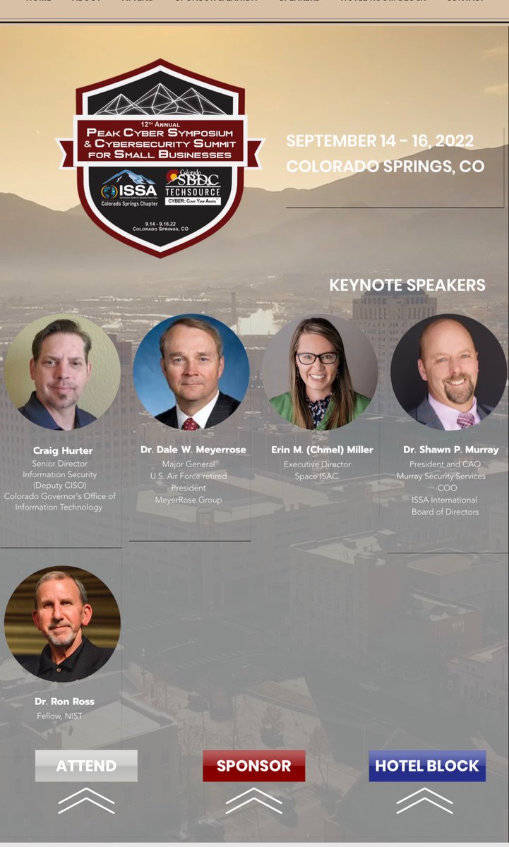 COSISSA's tweet image. The 12th Annual Peak Cyber Symposium &amp;amp; Cybersecurity Summit Sep 14-16 

we are so excited, we having an awesome speakers with amazing topics. 
 
 #ISSA #career 
Register sooooon 

lnkd.in/dVMRHh6