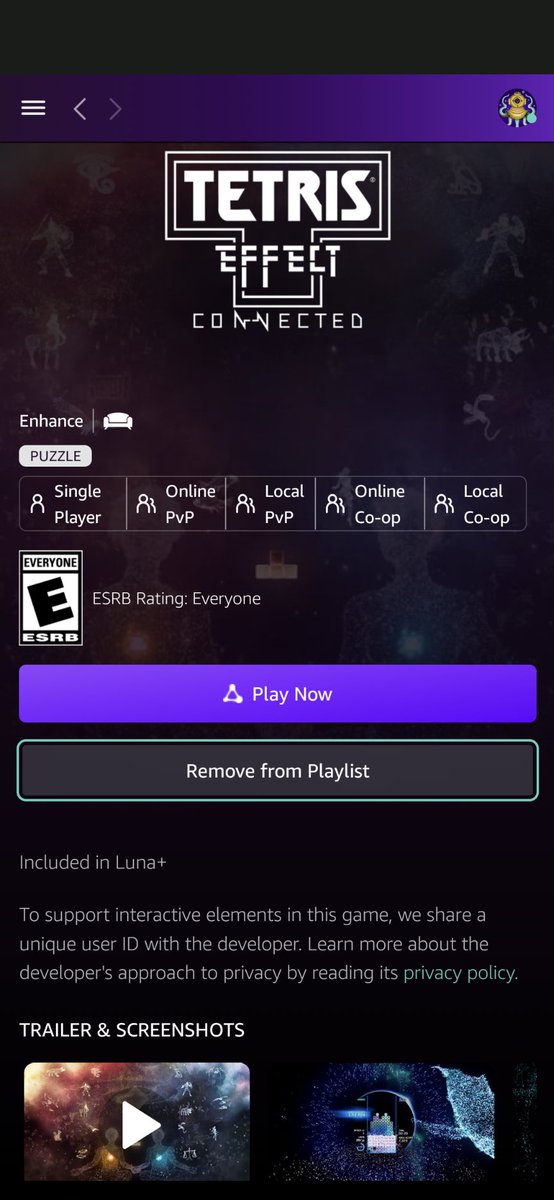 SQUiDzzzGAMING's tweet photo. Nice another new game on @amazonluna for the #lunaplus channel! #luna #tetris https://t.co/ABPSZZA0ZH